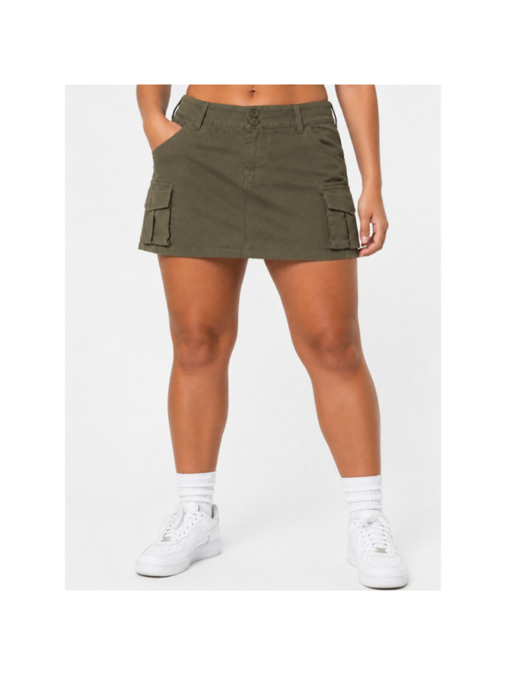 Women’s Stretchy Cargo Mini Skirt – Etosell – Army Green – Size XL – NWT